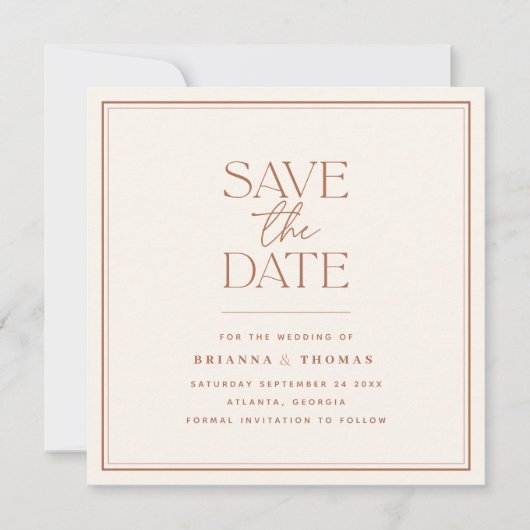 Save The Date Bohemian Simple Terracotta Enregistrer la date (Devant)