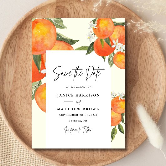 Save The Date Boho Abstract Sketchy Orange Garden Wedding
