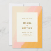 Save The Date Boho Abstrait Aquarelle rose Mariage jaune (Devant)