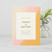 Save The Date Boho Abstrait Aquarelle rose Mariage jaune (Debout devant)