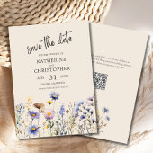 Save The Date BOHO Aquarelle Fleur sauvage Élégant Mariage beige