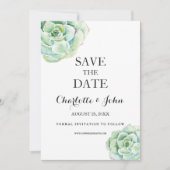 Save The Date boho aquarelle succulent mariage enregistrer les d (Devant)