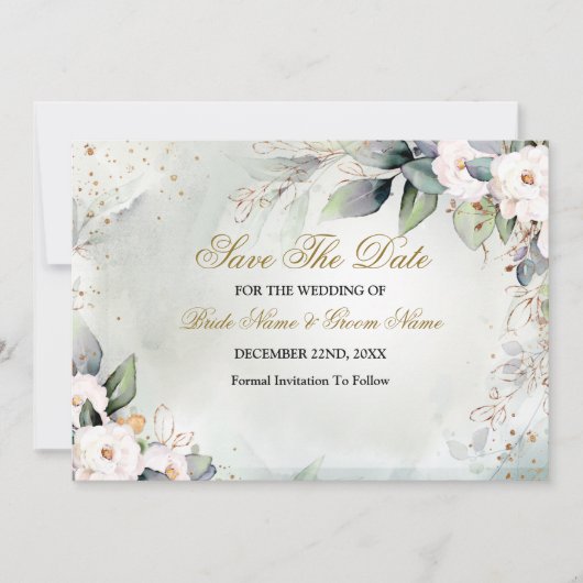 Save The Date Boho Aquarelle Verdure Floral brillant Moderne (Devant)