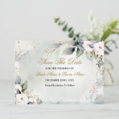 Save The Date Boho Aquarelle Verdure Floral brillant Moderne (Debout devant)