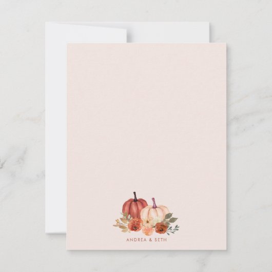 Save The Date Boho Arch Automne Pumpkin Floral Terre Cuite (Dos)