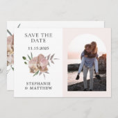 Save The Date Boho Arch Dusty Orchids Mariage photo (Devant / Derrière)