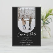 Save The Date Boho Arch Photo Enregistrer la date | Black (Debout devant)