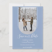 Save The Date Boho Arch Photo Enregistrer la date | Dusty Blue (Devant)