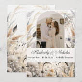 Save The Date Boho Arch Rustique Terre Pampas Floral Botanique (Devant / Derrière)