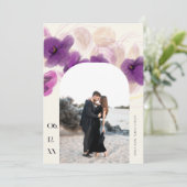 Save The Date Boho Arch violet orchidée Élégant Mariage photo ch (Debout devant)