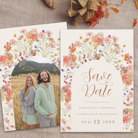 Save The Date Boho Arche de Fleurs de Fleuriste pour Mariage