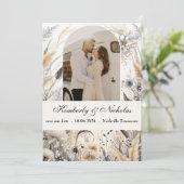 Save The Date Boho Arche Rustique Naturel Pampas Floral Botaniqu (Debout devant)