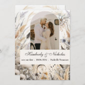 Save The Date Boho Arche Rustique Naturel Pampas Floral Botaniqu (Devant / Derrière)