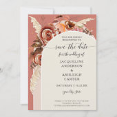 Save The Date BOHO Arched BOHO Élégante Automne Floral Pampas Gr (Devant)