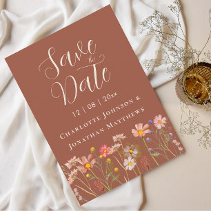 Save The Date Boho Automnal Fleurs Sauvages Floral Terre Cuite M