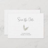 Save The Date Boho Bamboo Feuille Botanique Vert doux et élégant (Devant / Derrière)