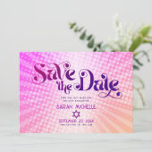 Save The Date Boho bat mitzvah Retro Rose Orange Ombre Gradient (Debout devant)