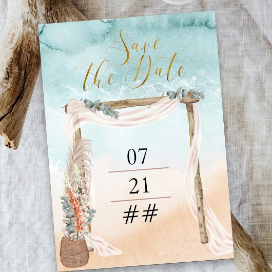 Save The Date Boho Beach Arbor Destination Mariage