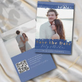 Save The Date Boho Bleu, Blanc & Or Enregistrez la Date