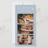 Save The Date Boho bleu Dusty moderne Photo Booth Strip QR Code (Devant)