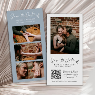 Save The Date Boho bleu Dusty moderne Photo Booth Strip QR Code