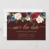 Save The Date Boho Bloom | Dark Elegant Rouge et Marine Garland (Devant)