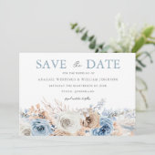 Save The Date Boho Blue : Dusty Blue Bohemian Floral Mariage (Debout devant)