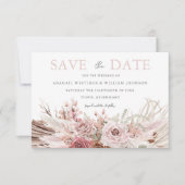 Save The Date Boho Blush Bohemian FlorMariage (Devant)