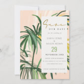 Save The Date Boho Blush Green Tropical Palm Beach Mariage (Devant)
