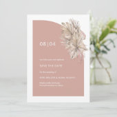 Save The Date Boho Blush rose Floral Monogramme Mariage demi-arc (Debout devant)