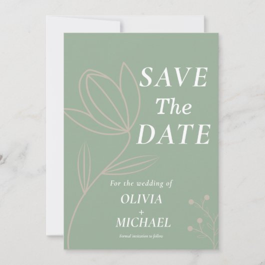 Save The Date Boho Botanical Saga Green Qr Code Enregistrer La D (Devant)
