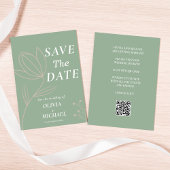 Save The Date Boho Botanical Saga Green Qr Code Enregistrer La D