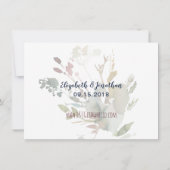 Save The Date Boho Bourgogne Navy Fleurs Photo Enregistrez La Da (Dos)