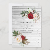 Save The Date Boho Bourgogne - Photo de mariage floral Marsala (Devant)