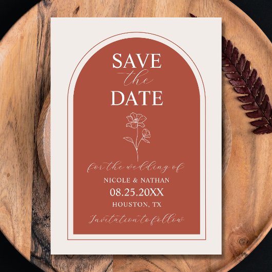 Save The Date Boho Budget Terracotta Rust Flower Mariage | DO-IT