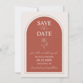 Save The Date Boho Budget Terracotta Rust Flower Mariage | DO-IT (Devant)