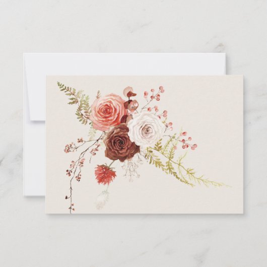 Save The Date Boho Burange Chute Florale Arche Monogramme Beige (Dos)