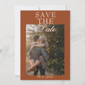 Save The Date Boho Burnt Orange Floral Botanical Photo Wedding (Devant)
