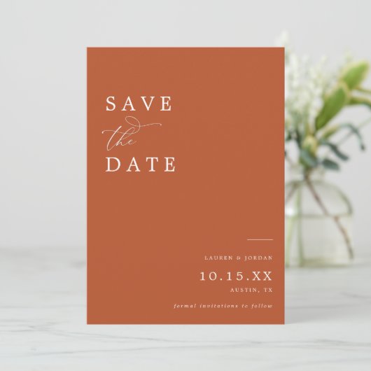 Save The Date Boho Burnt Orange Qr Code Mariage (Debout devant)