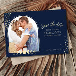 Save The Date Boho Celestial Arch Photo Wedding<br><div class="desc">Romantic wedding save the dates in a whimsical celestial boho-inspired design, perfect for the couple who's love was written in the stars. Customize with your photo and wedding details, mail to family and friends asking them to reserve your wedding date. For best results, crop photo before uploading. If you are...</div>