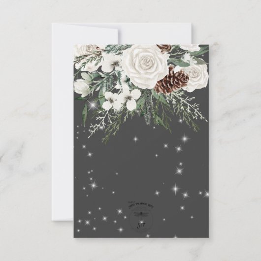 Save The Date Boho Charcoal Pine Winter Sparkle Mariage (Dos)