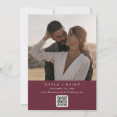 Save The Date Boho Chic Bourgogne Rouge QR Code Calendrier photo (Dos)