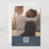 Save The Date Boho Chic Dark Navy Bleu Multi Photo QR Code (Dos)