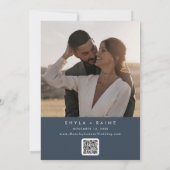 Save The Date Boho Chic Dark Navy Bleu QR Code Calendrier photo (Dos)