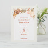 Save The Date Boho Chic Desert Mariage de feuillage séché et Pam (Debout devant)