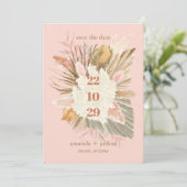 Save The Date Boho Chic Desert Mariage de feuillage séché et Pam (Debout devant)