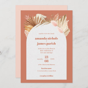 Save The Date Boho Chic Desert Mariage de feuillage séché et Pam