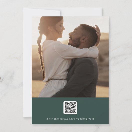 Save The Date Boho Chic Emerald Green Multi Photo QR Code (Dos)