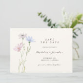 Save The Date Boho Chic Fleur sauvage Mariage beige (Debout devant)