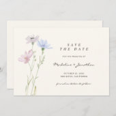 Save The Date Boho Chic Fleur sauvage Mariage beige (Devant / Derrière)